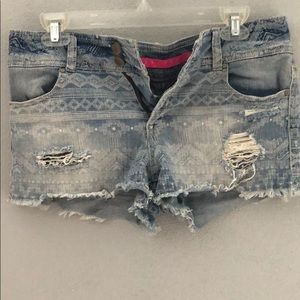 Aztec Print Denim Shorts